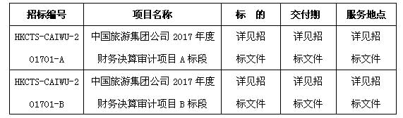 中國(guó)旅游集團(tuán)公司 2017年度財(cái)務(wù)決算審計(jì)項(xiàng)目招標(biāo)公告